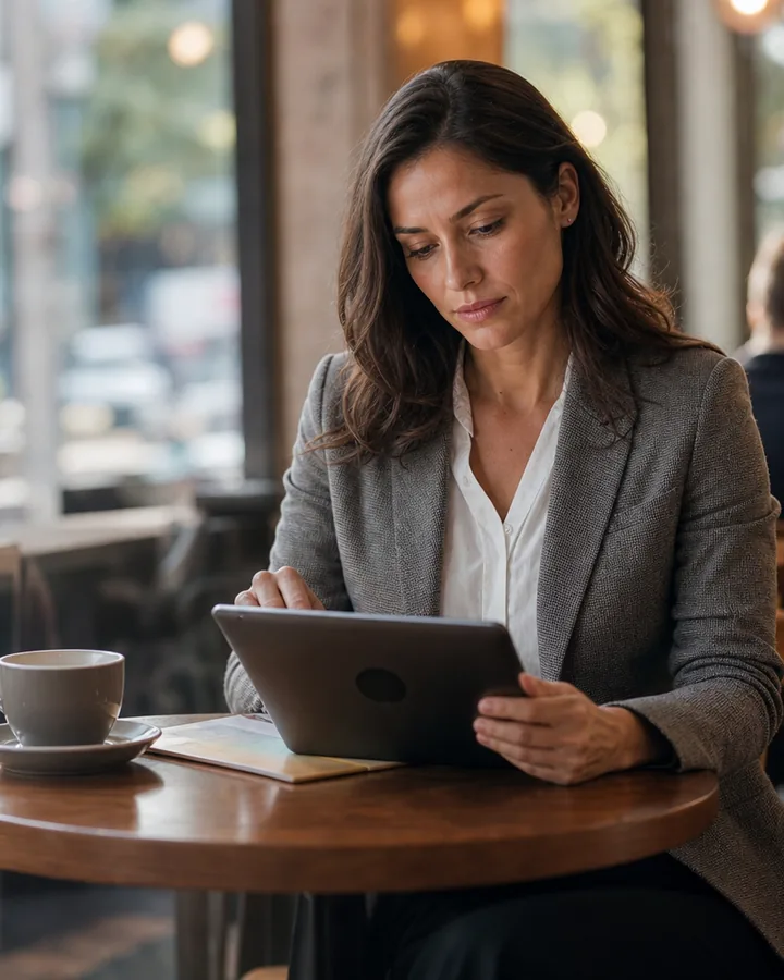 Agency owner reviewing a weekly report on a tablet